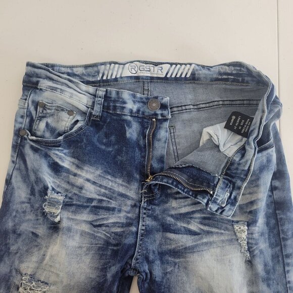 R GSTR Acid Wash Jeans Mens (Actual 33x30) Stretch Distressed Grunge Streetwear - Picture 9 of 13